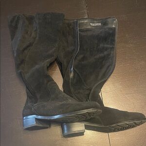 Black Suede Heeled Boots for Women